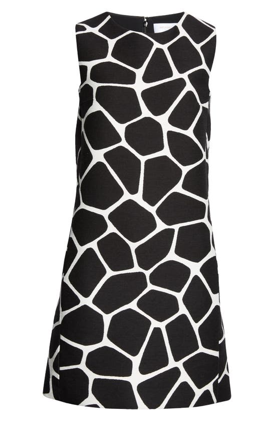 Michael Kors Giraffe Cotton & Silk Jacquard Shift Dress In Optic White/ Black
