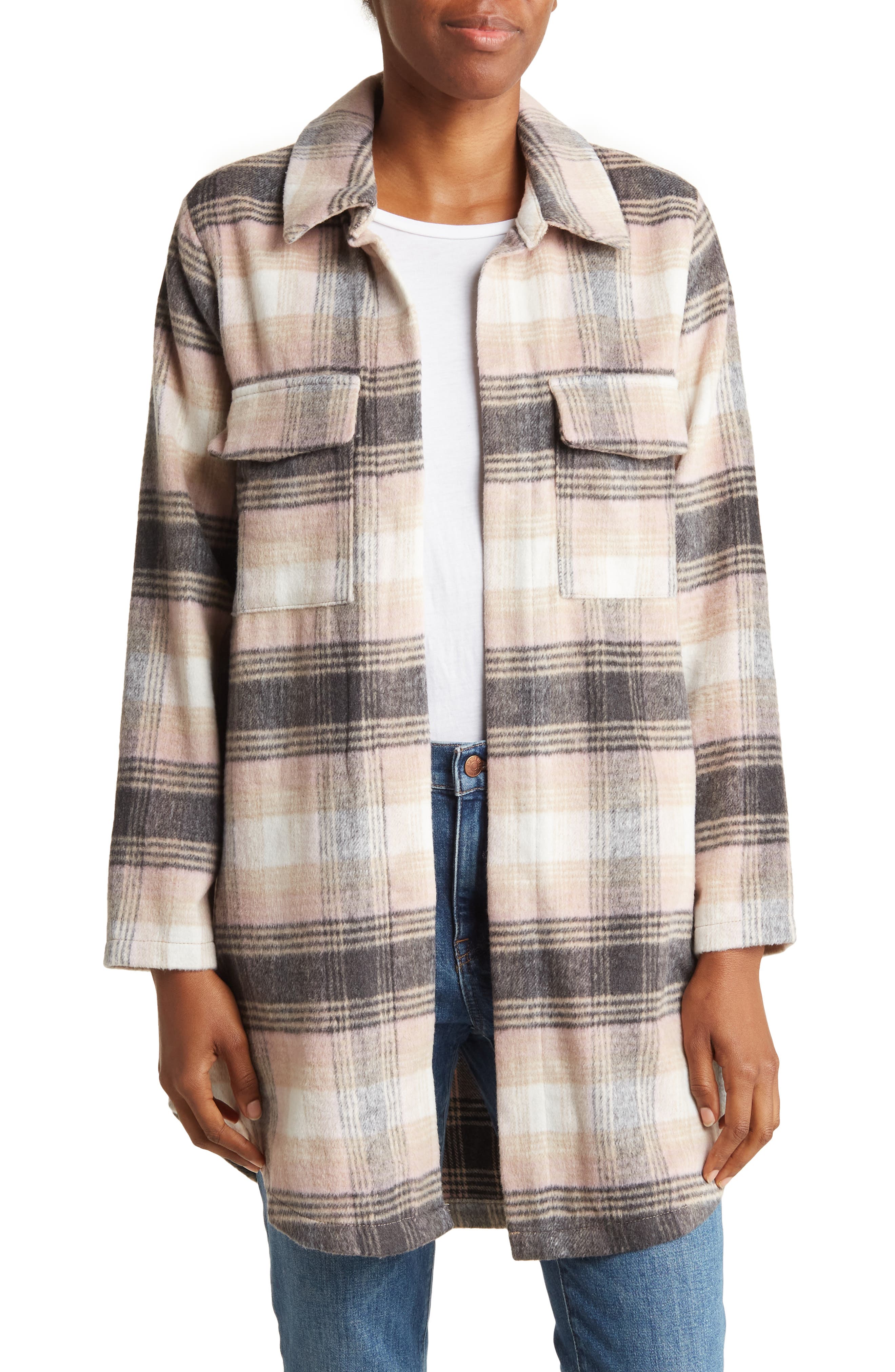 MELLODAY Plaid Long Shirt-Jacket 