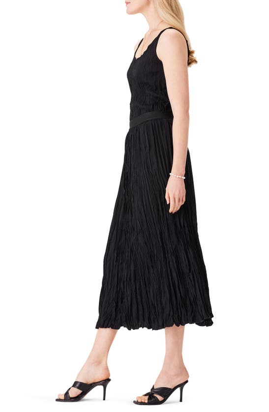 Shop Nic + Zoe Crinkle Crush Plissé Midi Skirt In Black Onyx