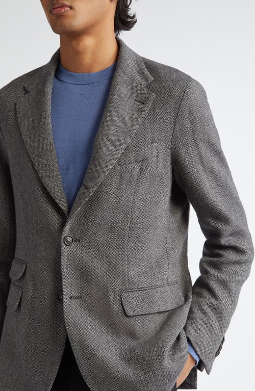 Shop Massimo Alba Herringbone Virgin Wool & Linen Sport Coat In Grey Multi