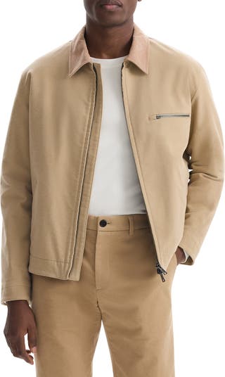 Zip Up Brushed Cotton Twill Jacket