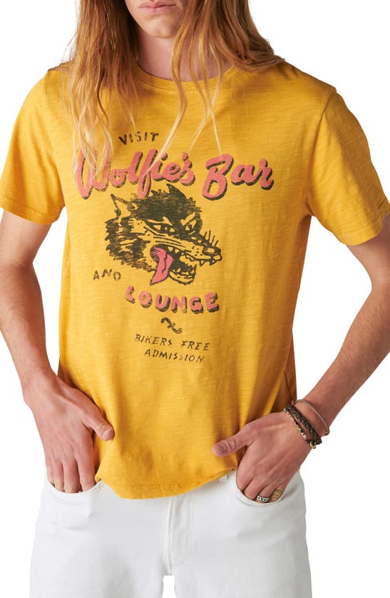 Lucky Brand Wolfie's Bar Slub Graphic T-shirt In Yellow