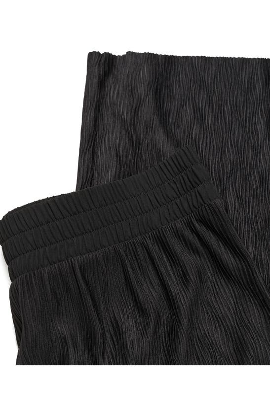 Shop Mango Textured Wide Leg Pants In Black