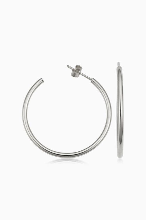 Oradina Women's 14k White Gold Sicily Open Hoops In White Gold