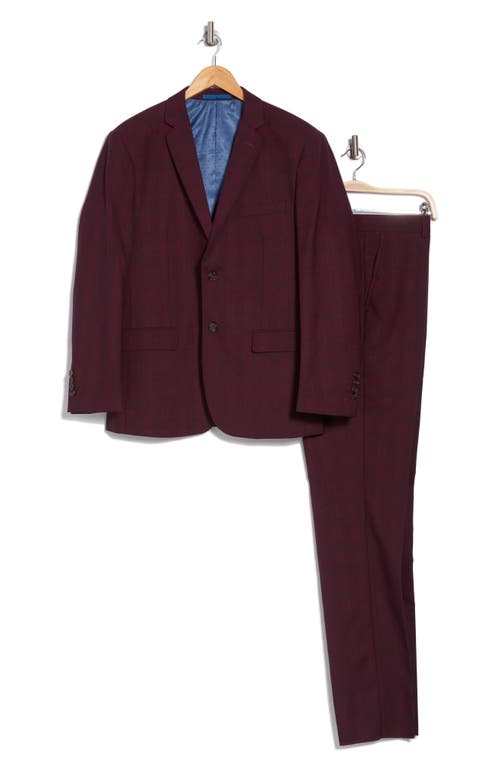 Gino Vitale Slim Fit 3-piece Check Suit In Burgundy