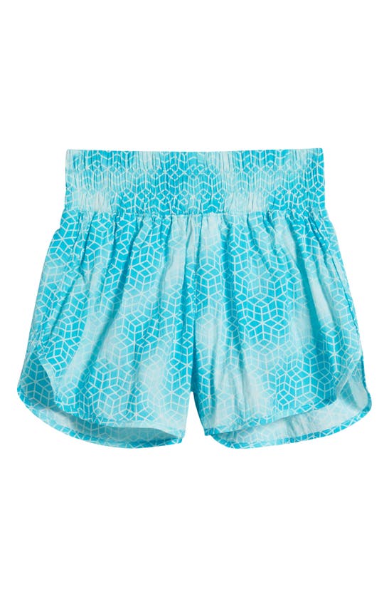 Shop Zella Girl Kids' Serve It Shorts In Teal Scuba Lattice Geo
