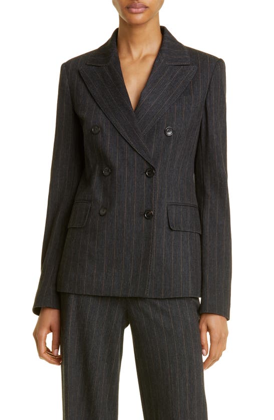 Max Mara Ofride Pinstripe Double-breasted Blazer In Dark Grey | ModeSens