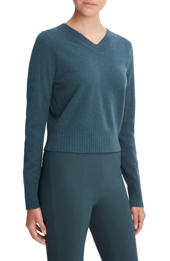 VINCE V-NECK WOOL & CASHMERE CROP SWEATER