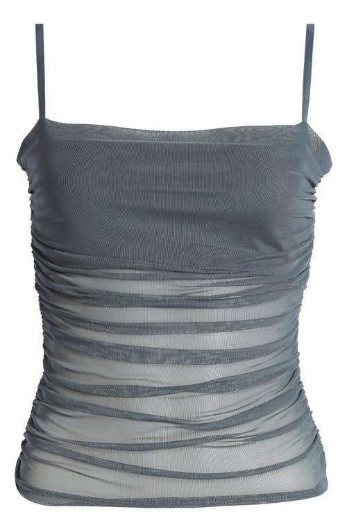 Open Edit Ruched Mesh Camisole In Blue Weather