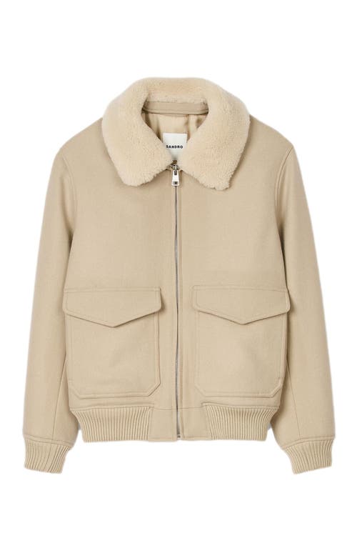 Shop Sandro Zip-up Jacket In Ficelle