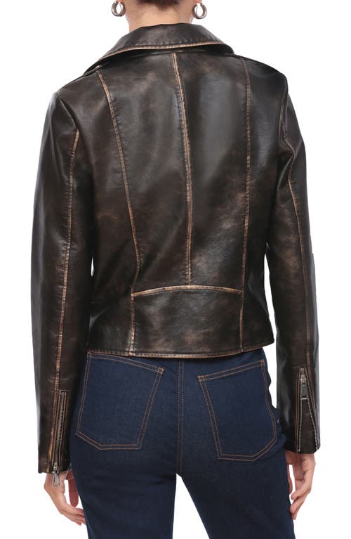 Bagatelle Metallic Contrast Detail Faux Leather Moto Jacket In Black-gold