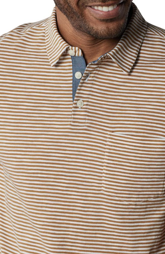 The Normal Brand Slub Pocket Polo In Bronze Stripe