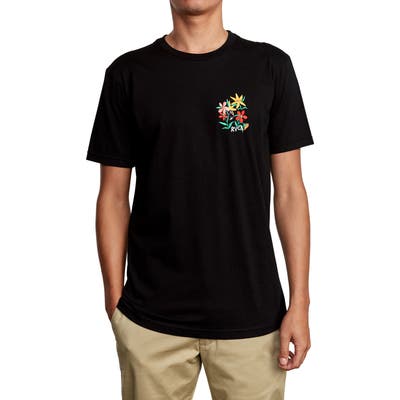 Rvca Floral Embroidered T-Shirt, Black