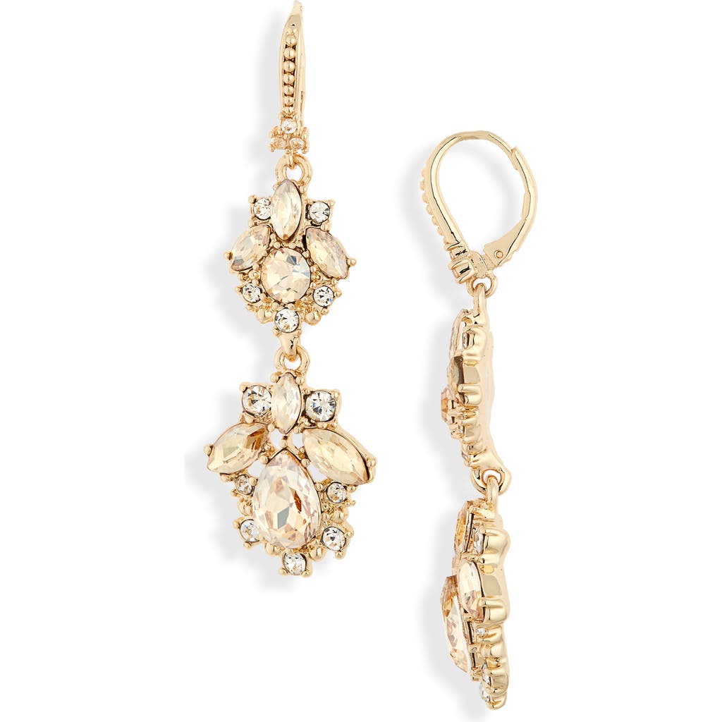 Marchesa Crystal Cluster Double Drop Earrings In Gold/goldtonal