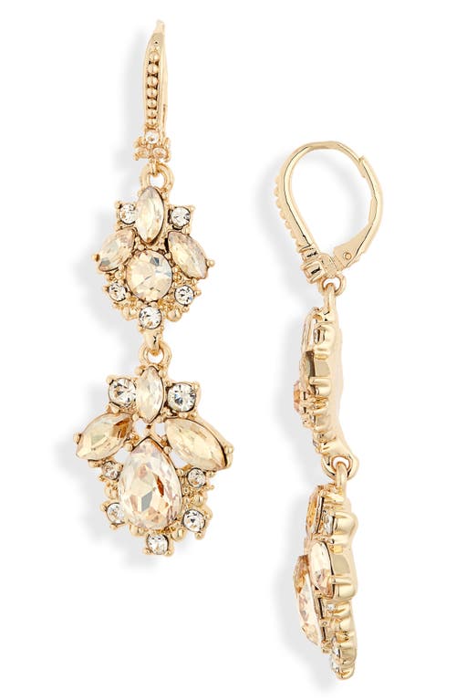 Shop Marchesa Crystal Cluster Double Drop Earrings In Gold/goldtonal