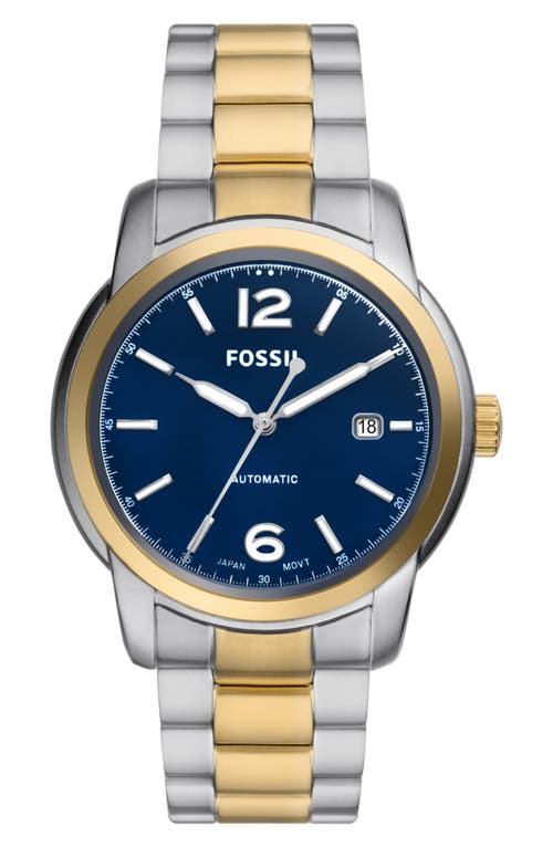 Shop Fossil Heritage Automatic Bracelet Watch, 43mm In Two-tone Silver/gold