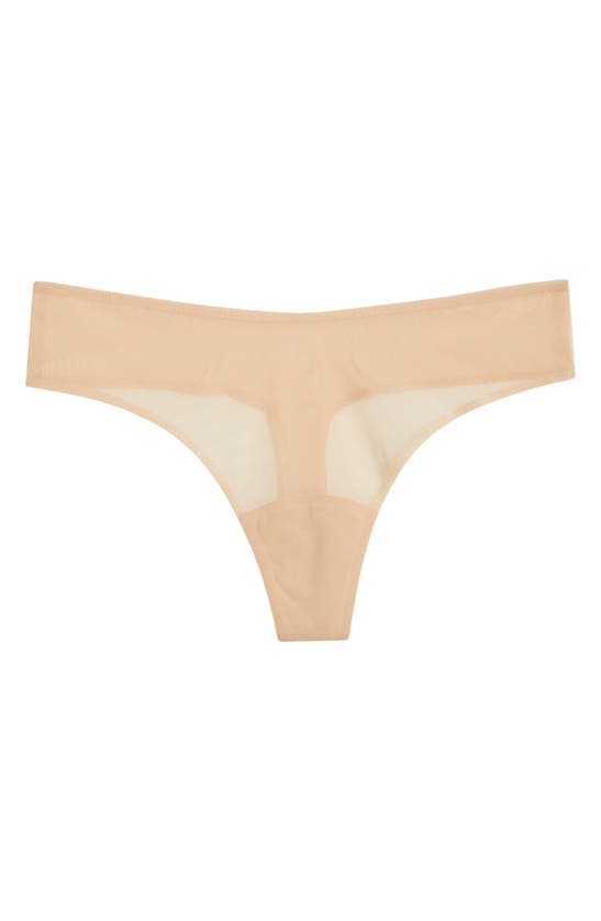 Shop Commando Chic Mesh Thong In Beige