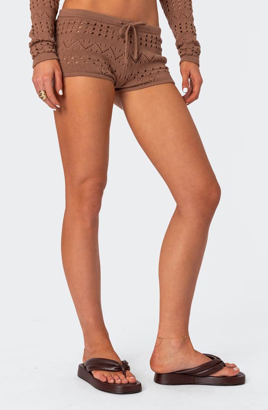 EDIKTED EDIKTED BETSY OPEN STITCH TIE FRONT SWEATER SHORTS