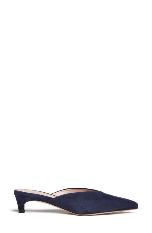 Shop Beautiisoles Gal Pointed Toe Kitten Heel Mule In Navy