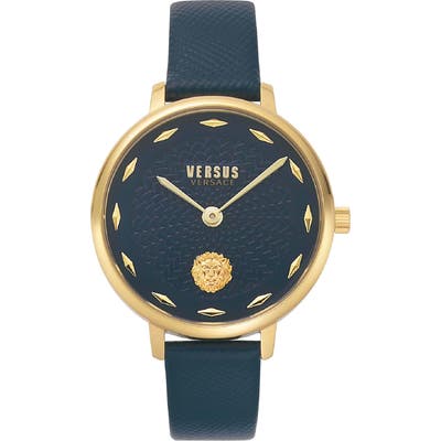 Versus Versace La Villette Leather Strap Watch,