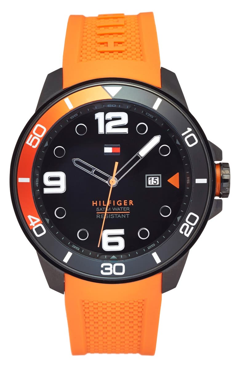 Tommy Hilfiger Silicone Strap Watch, 46mm | Nordstrom