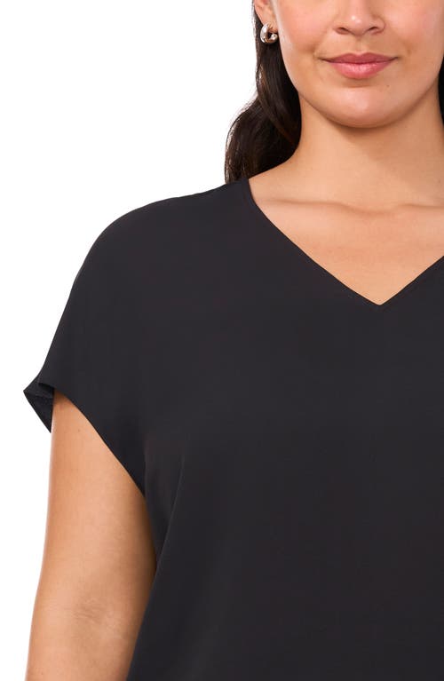 Shop Halogenr Halogen(r) Short Sleeve Satin Shell In Rich Black