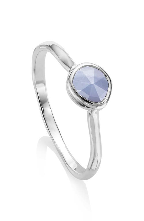 Monica Vinader Siren Small Stacking Ring in Silver/Blue Lace Agate at Nordstrom, Size 4.5