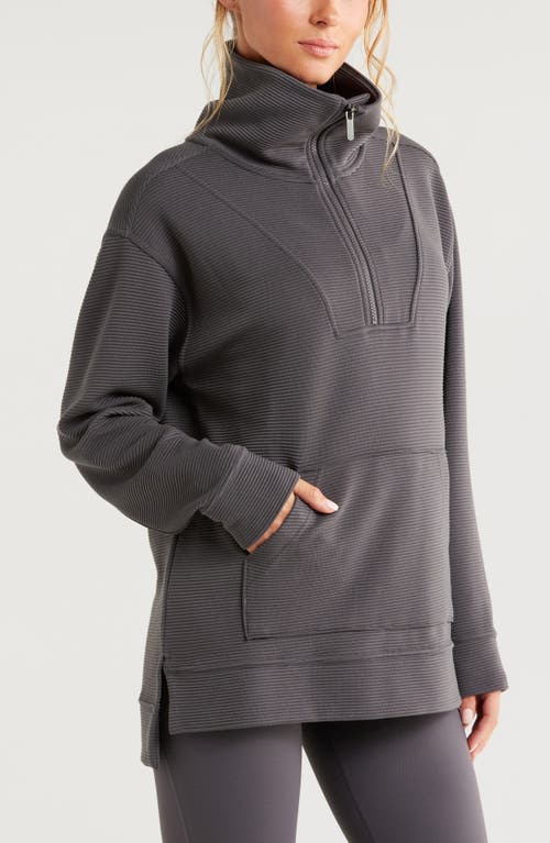 Zella Cozy Ottoman Rib Half Zip Pullover In Grey Forged