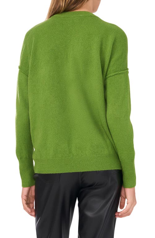 Shop Vince Camuto Exposed Seam Crewneck Sweater In Salted Lime