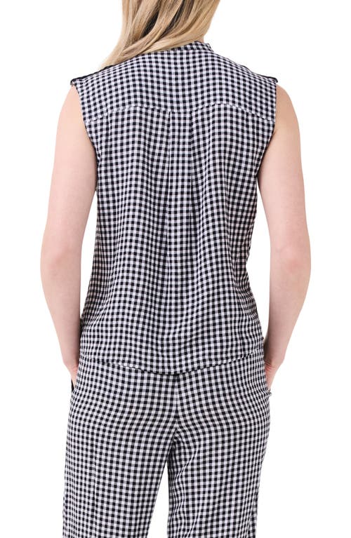 Nic + Zoe Gingham Sleeveless Button-up Shirt In Black Multi