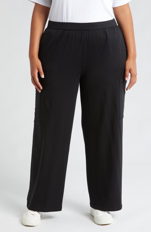 Eileen Fisher Wide Leg Cargo Pants in Black 