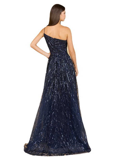 Lara New York One Shoulder Navy Ball Gown In Navy