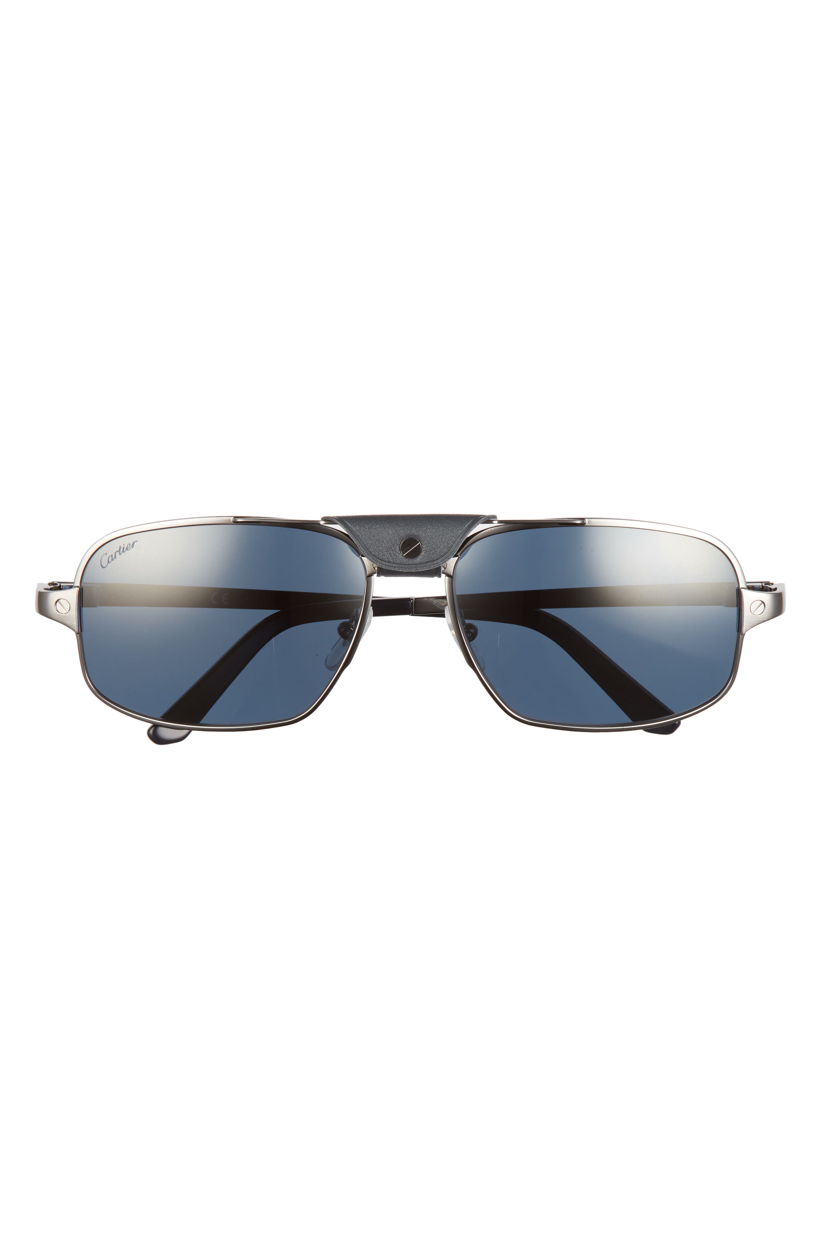 Cartier 60mm Aviator Sunglasses in Ruthenium at Nordstrom