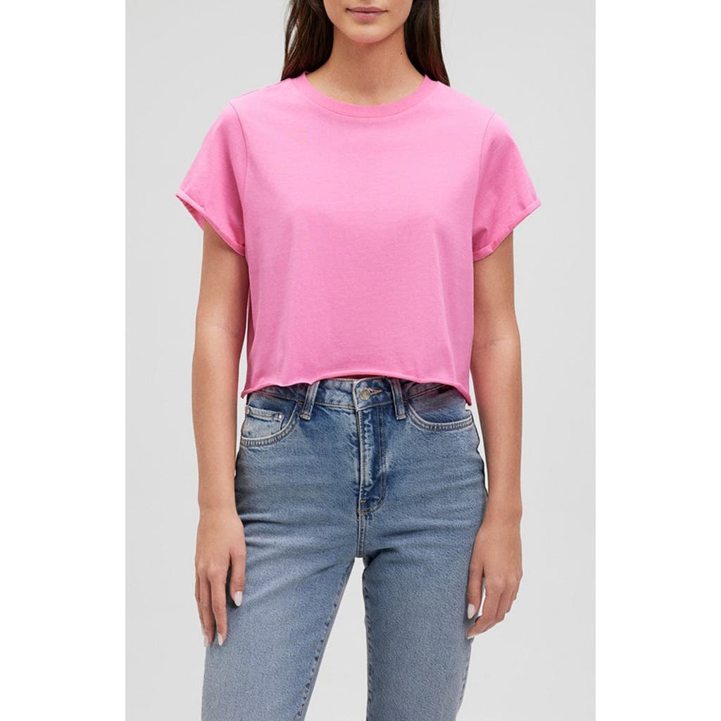 Mavi Jeans Crewneck Crop T-shirt In Shocking Pink