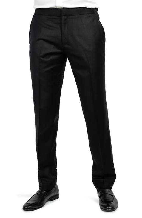 Athletic Fit Stretch Tuxedo Pants - Solid Black