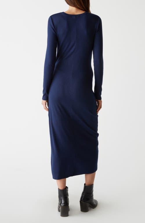 Shop Michael Stars Yessenia Wrap Front Long Sleeve Midi Dress In Nocturnal