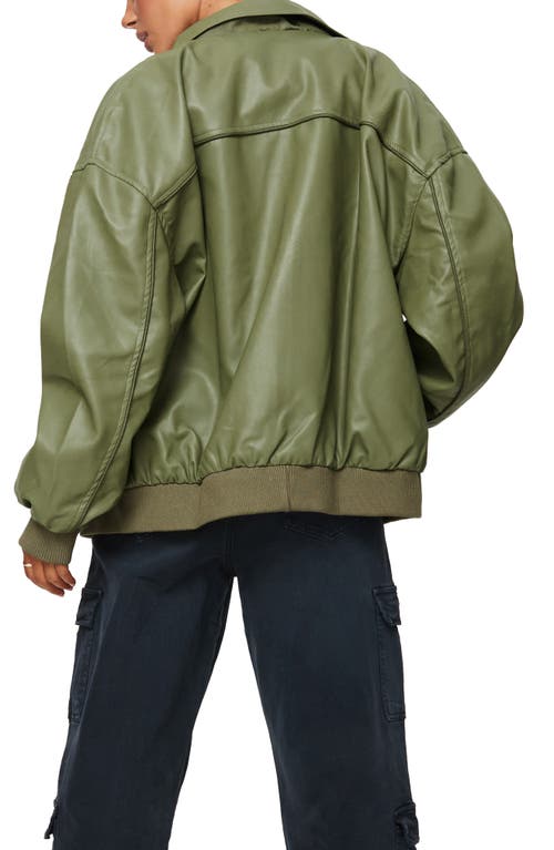 Shop Princess Polly Goldsmith Oversize Faux Leather Bomber Jacket In Green