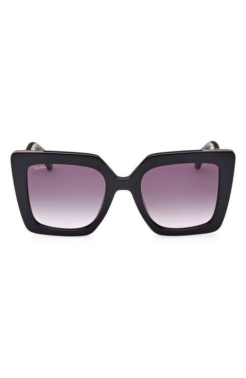 Max Mara Design 52mm Cat Eye Sunglasses In Shiny Black/gradient Smoke