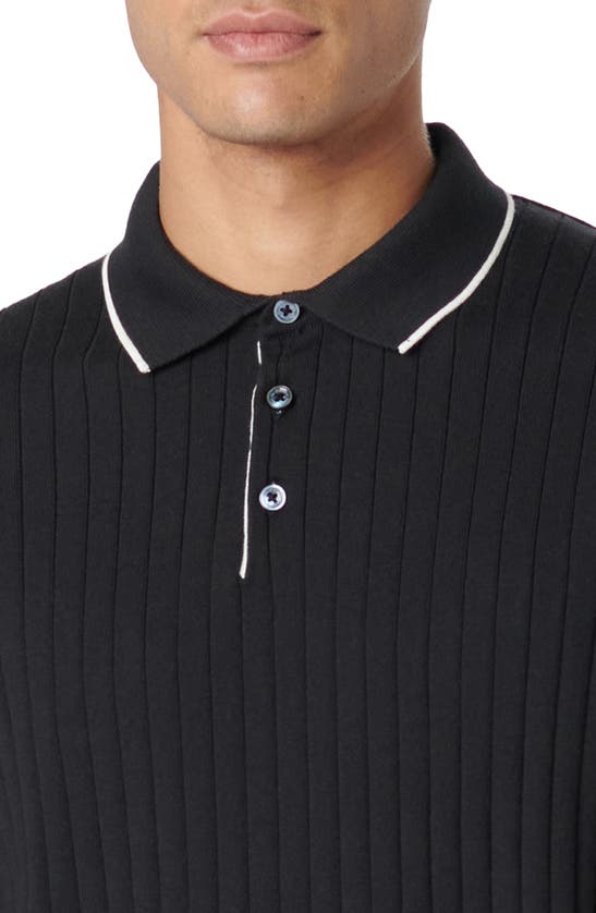 Shop Bugatchi Rib Knit Polo In Black