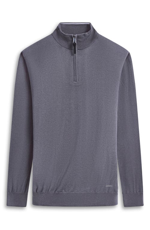 Bugatchi Merino Wool Quarter Zip Pullover In Anthracite