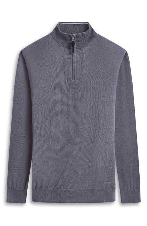 Shop Bugatchi Merino Wool Quarter Zip Pullover In Anthracite