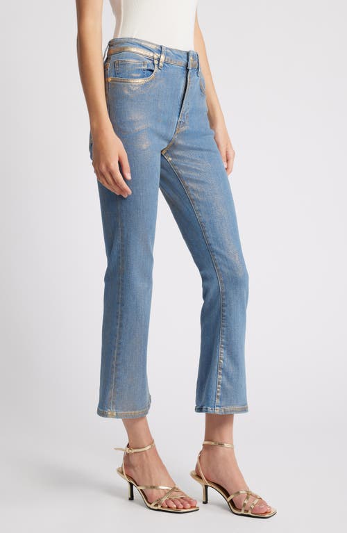 Shop Frame Le Crop Mini Bootcut Jeans In Blue/gold Hologram