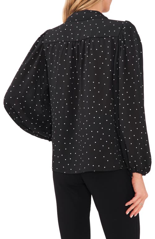 Shop Chaus Polka Dot Balloon Sleeve Button-up Blouse In Black/white