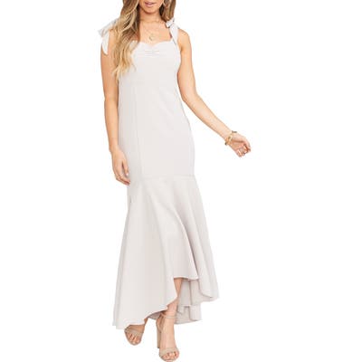 Show Me Your Mumu Barcelona Stretch Crepe Trumpet Gown, Beige