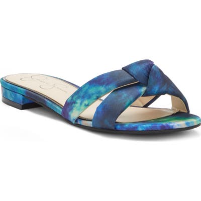 Jessica Simpson Alisen Crystal Embellished Slide Sandal- Blue