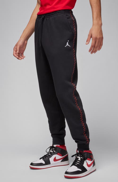 Nike Jordan Cotton Blend Fleece Joggers In Black/dune Red