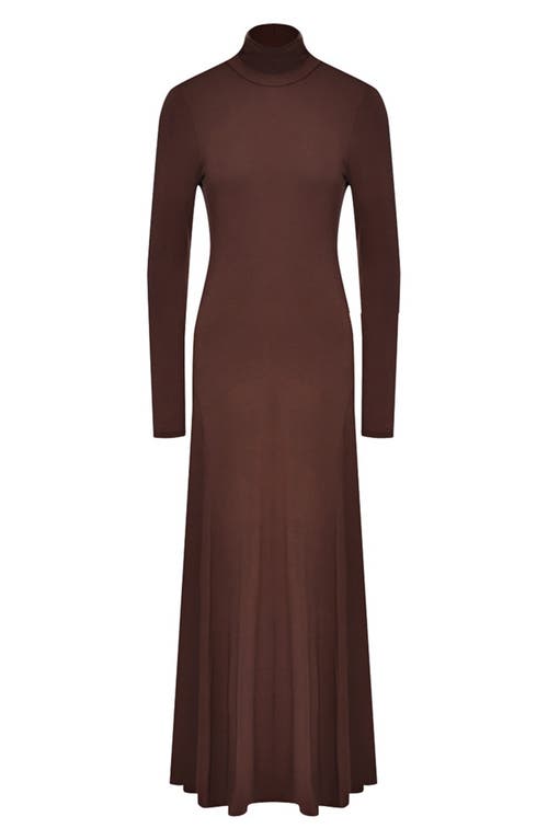 Pietro Brunelli Long Sleeve Jersey Maxi Maternity Dress In Medium Brown