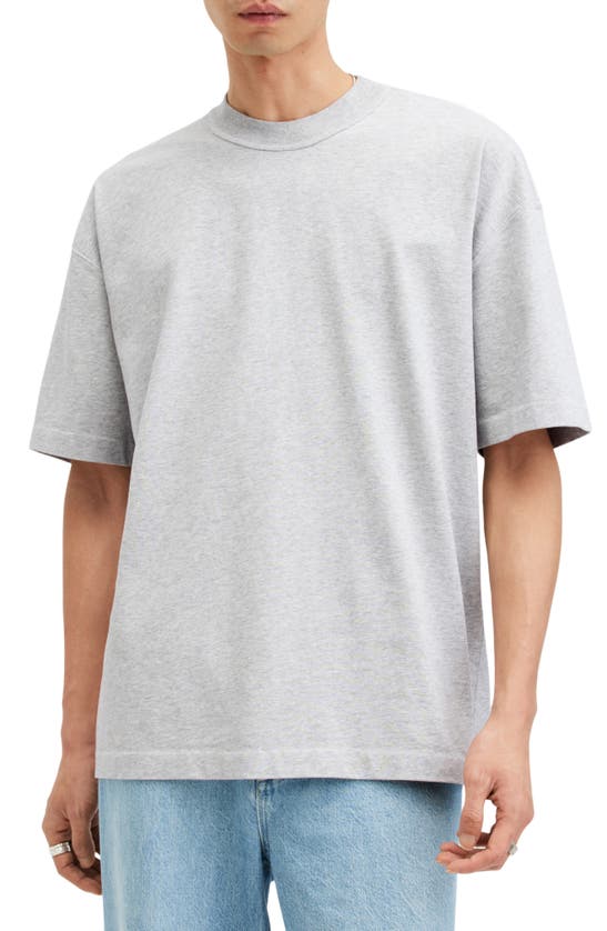 Shop Allsaints Isac Cotton T-shirt In Grey Marl