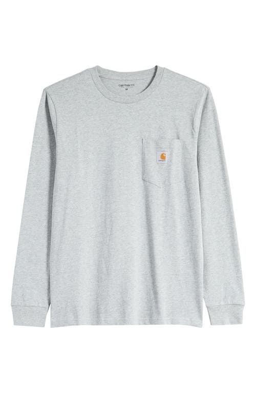 Carhartt Work In Progress Long Sleeve Pocket T-shirt In Grey Heather