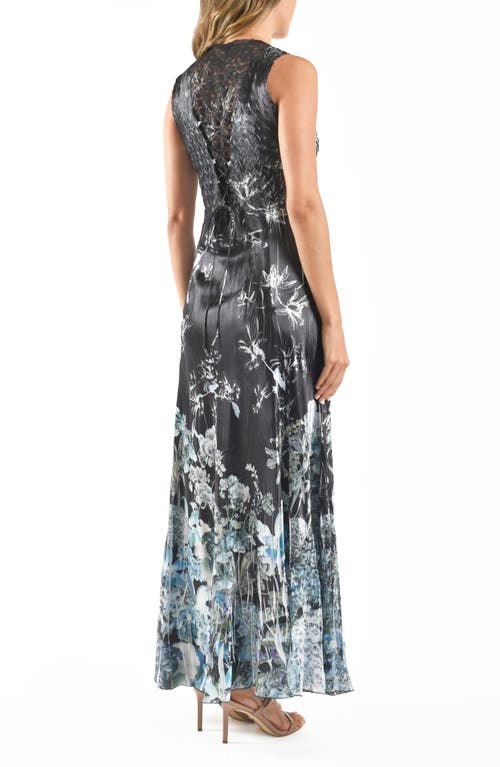 Komarov Lace-up Back Maxi Dress In Hydrangea Border